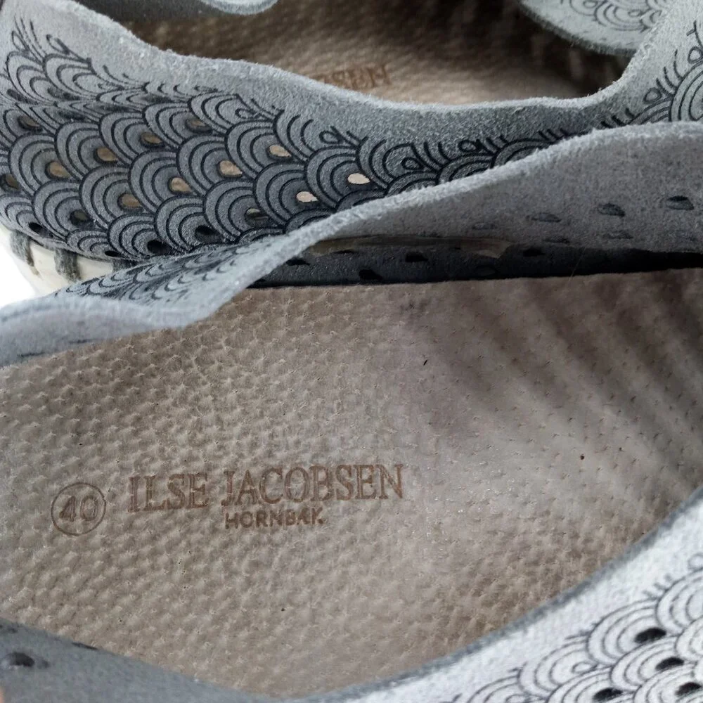 Ilse Jacobsen Tulip Slip On Gray Perforated Comfort Shoes Size 40 US 9.5-10